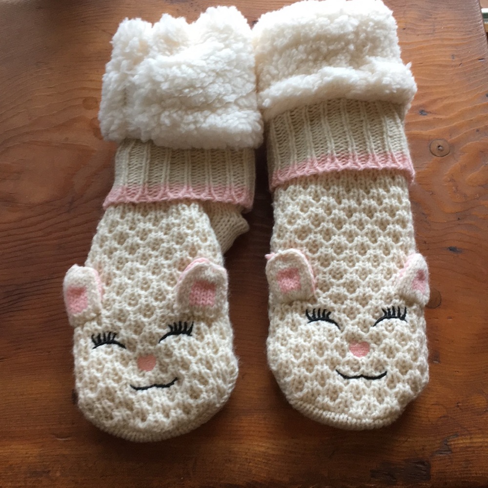 Lamb face fleece lined slipper socks size 8ish